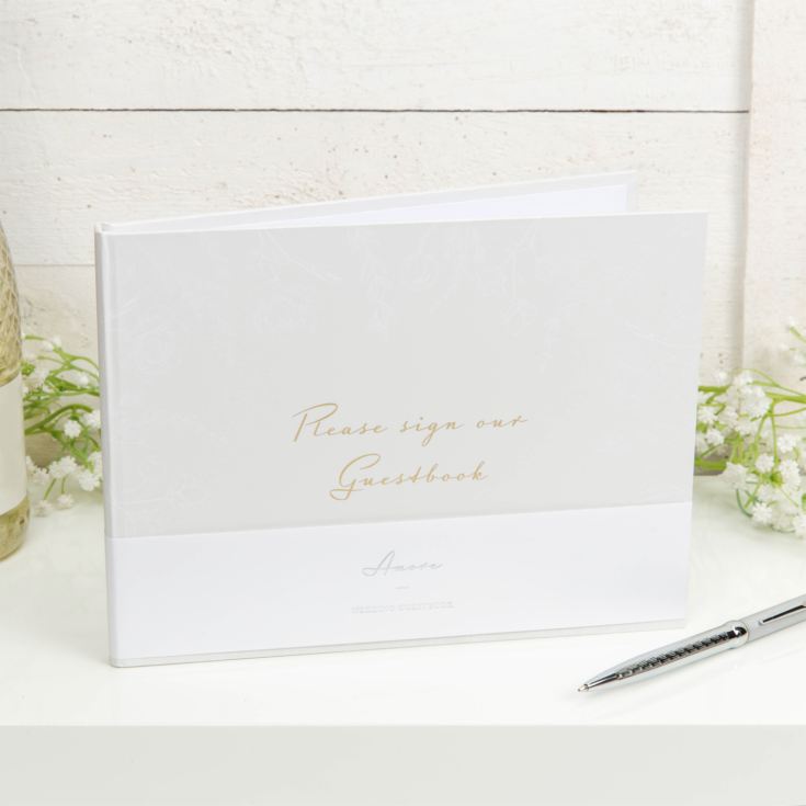 'Our Wedding Day' Grey Floral Guest Book 40 inner pages product image