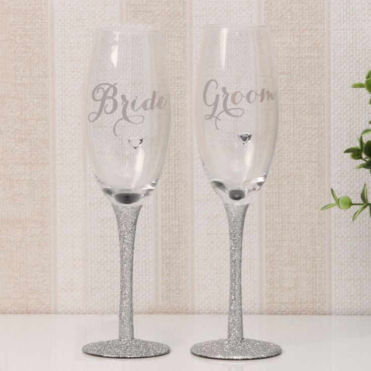 Celebrations Champagne Flutes Set of 2 - Bride & Groom product image