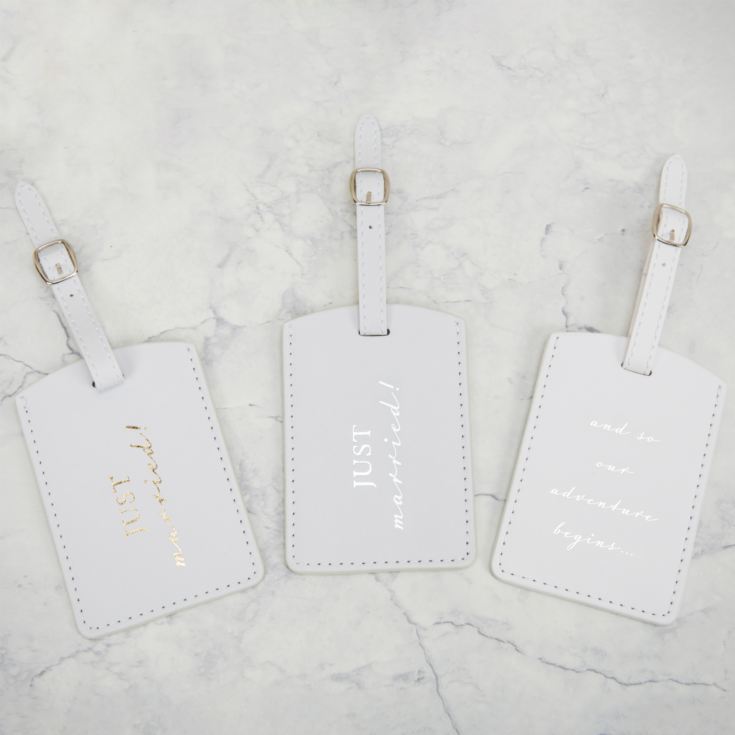 Set of 3 Leatherette Just Married and Adventure Luggage Tags product image