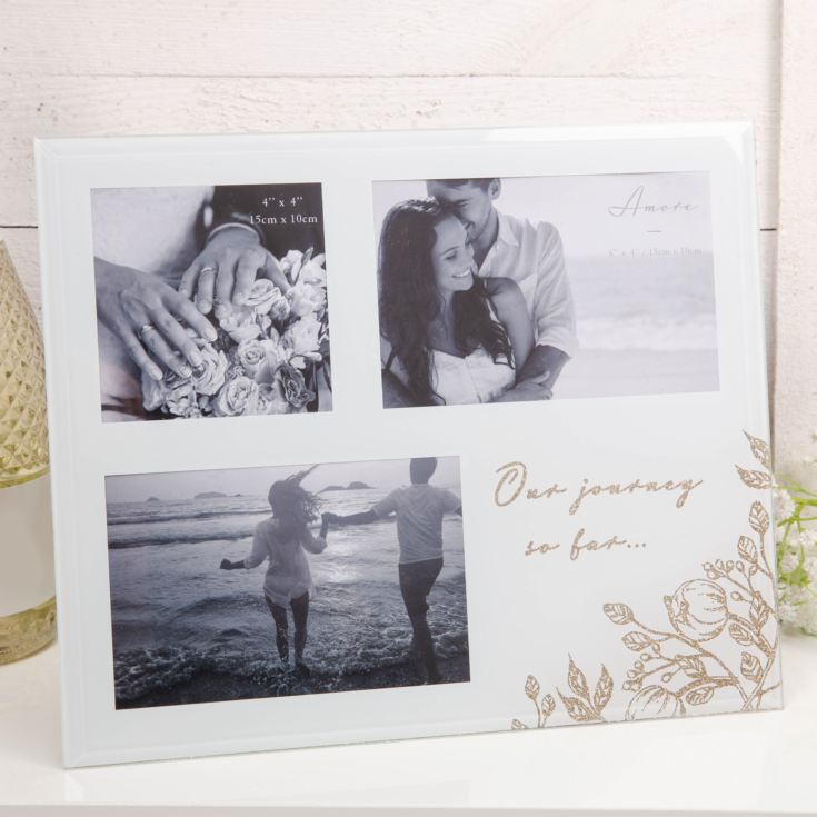 ''Our Journey So Far'' Pale Grey Glass Gold Floral Frame product image