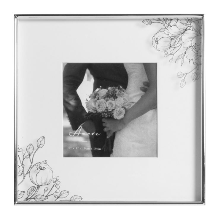 Silverplated & Silver Foil Floral Detail Frame 4" x 4" product image