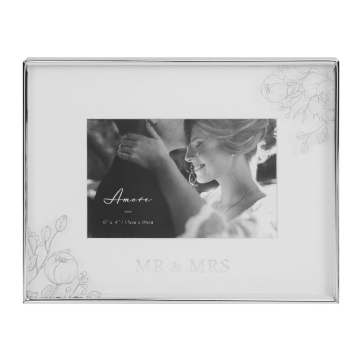 6" x 4" - AMORE BY JULIANA® Silver Floral Frame - Mr & Mrs product image