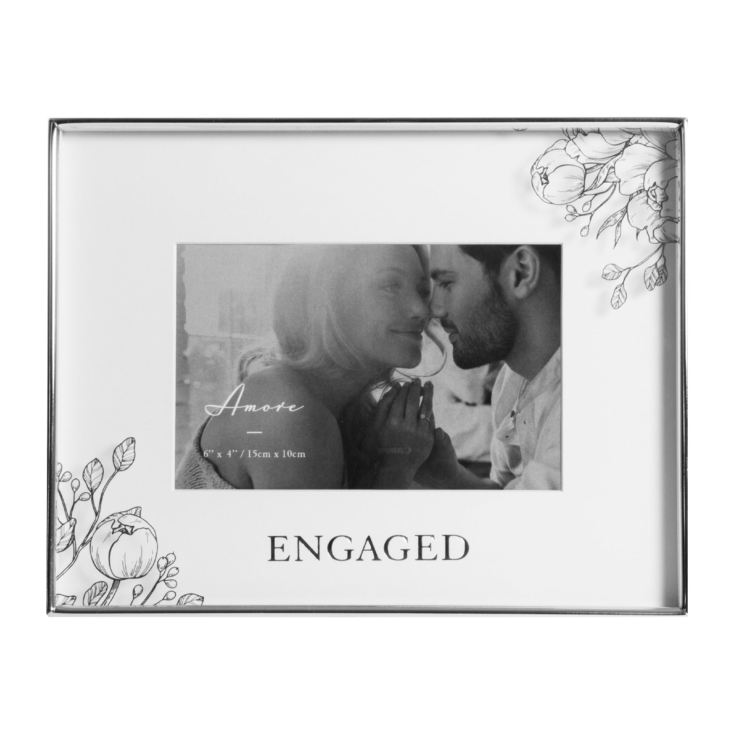 Silver Foil Floral Detail Frame 6" x 4" Engaged product image