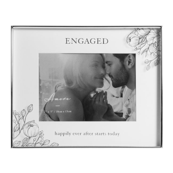 Silver Foil Floral Detail Frame 7" x 5" Engaged Happlily.. product image