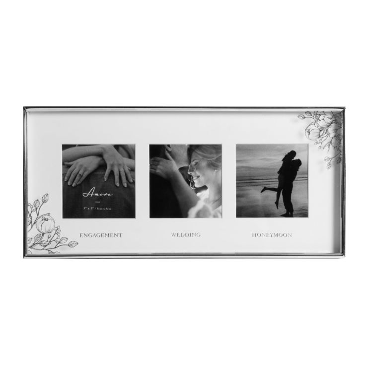 Silver Foil Floral Triple Frame Engaged Wedding Honeymoon product image