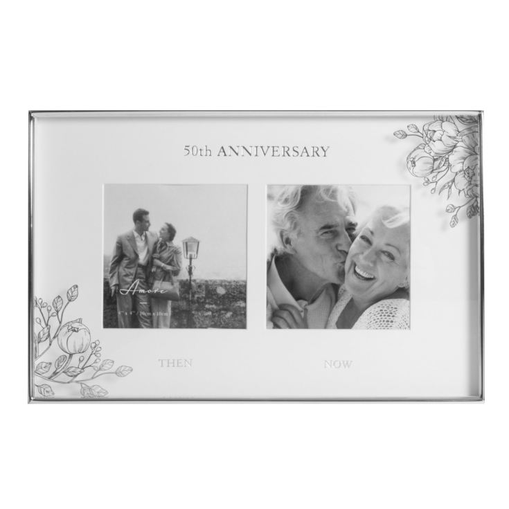 4" x 4" - AMORE BY JULIANA® Floral Double Frame - 50 Years product image