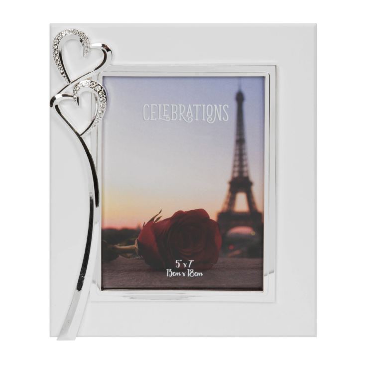 Silverplated & Crystal Double Heart Photo Frame 5" x 7" product image