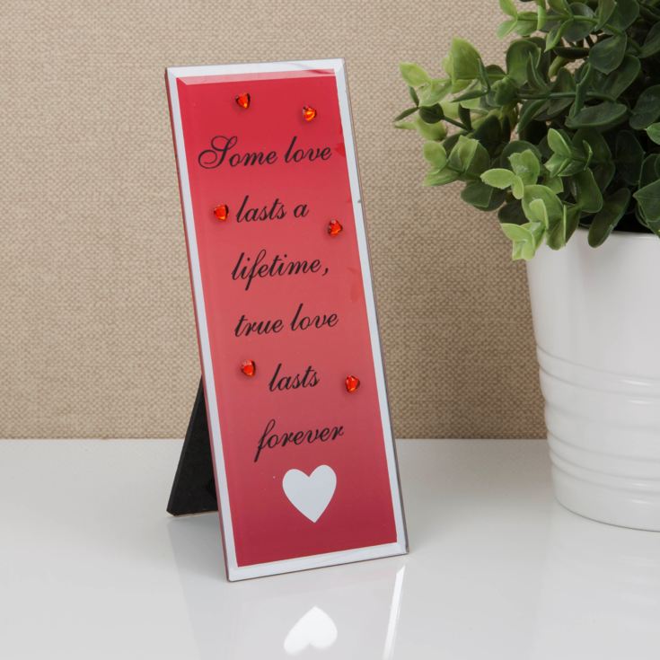 Glass Plaque with Heart Icon "True Love Lasts Forever" product image