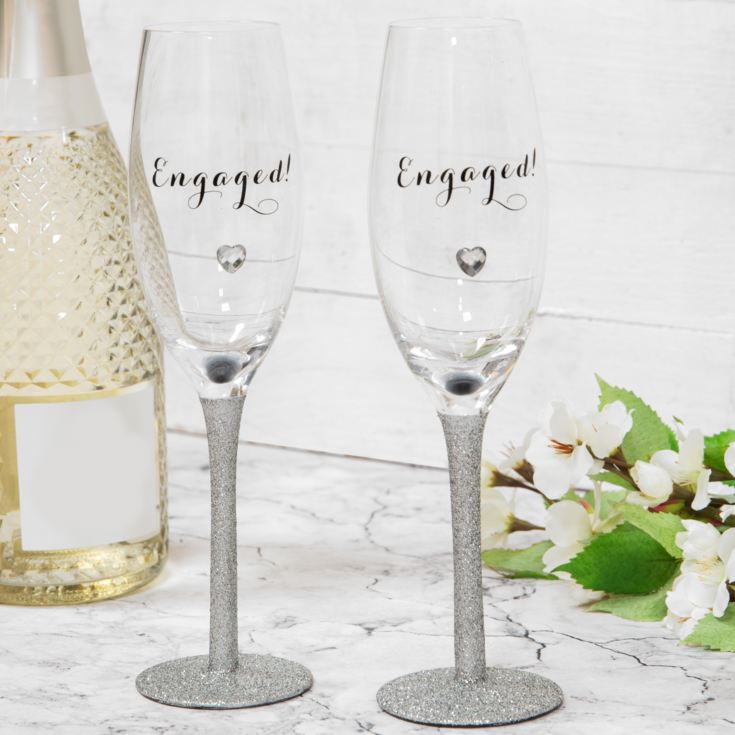 Celebrations Set of 2 Champagne Flutes ''We''re Engaged!'' product image