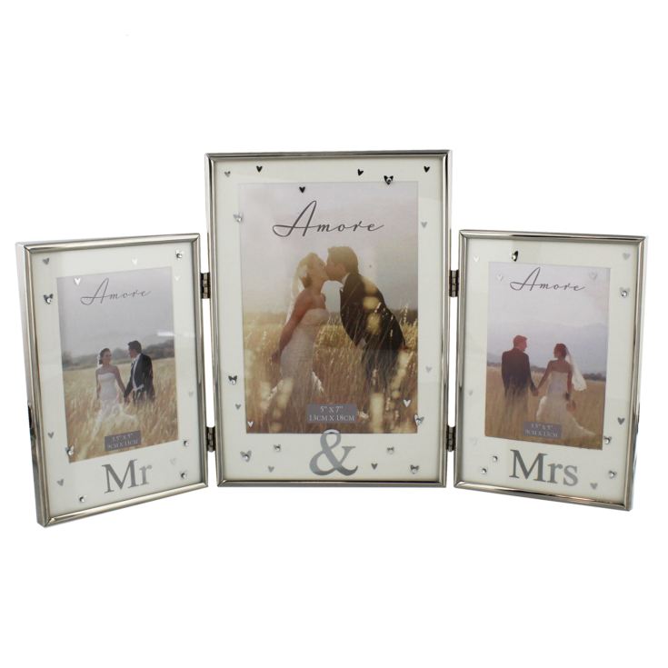 Amore Silverplated Triple Photo Frame - 'Mr & Mrs' product image