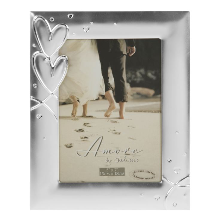 Amore Silverplated Frame with Hearts & Crystals 5" x 7" product image