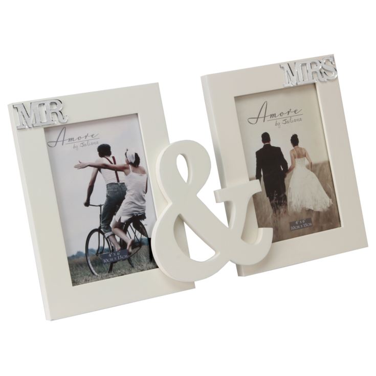 4" x 6" - AMORE BY JULIANA® Double Photo Frame - Mr & Mrs product image