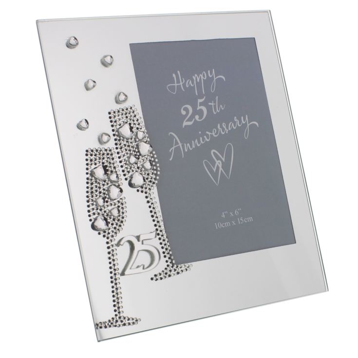 Anniversary Mirror Frame 4" x 6" Flute/Crystal 25th *(36/24) product image