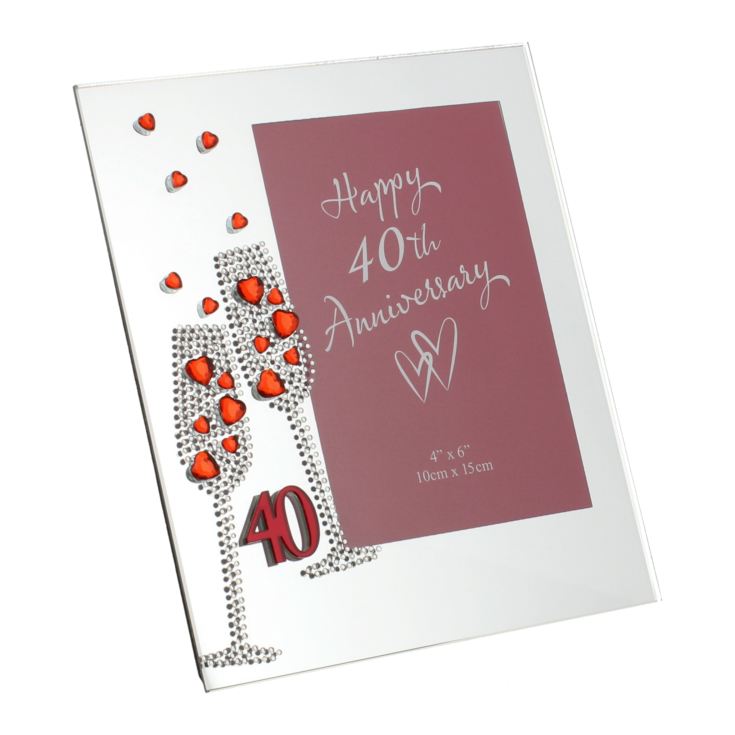 Anniversary Mirror Frame 4" x 6" Flute/Crystal 40th *(36/24) product image