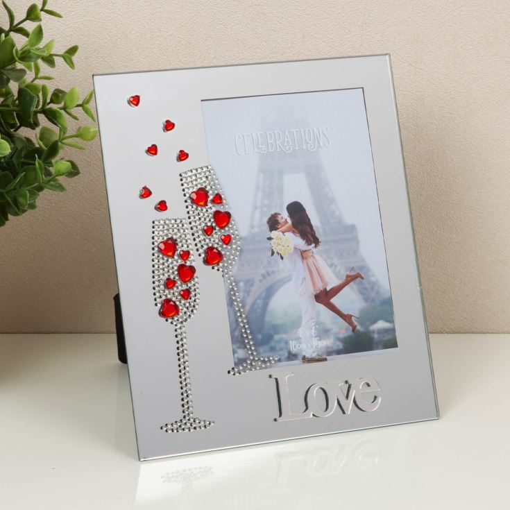 Mirror Frame 4" x 6" Flute/Crystal Heart - Love product image