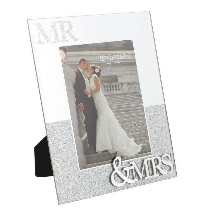 5" x 7" - Mirror Glass & Glitter Photo Frame - Mr & Mrs product image