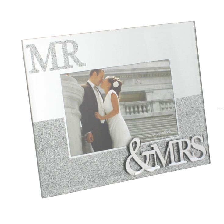 Mirror Frame with Glitter Mr & Mrs  6" x 4" product image