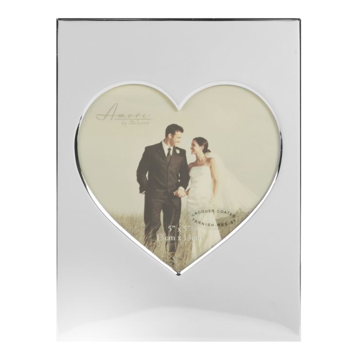 Amore Shiny Silverplated Photo Frame Heart Insert 5" x 5" product image