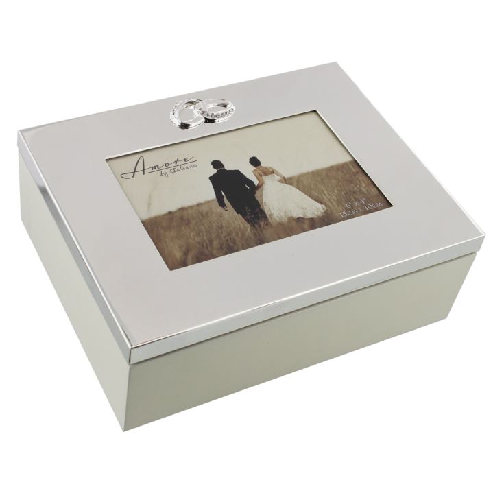 Amore Silverplated Wedding Keepsake Box with Ring Icons