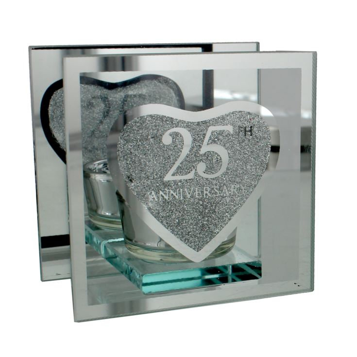 Anniversary Single Glass Tea Light Holder '25th' Ann product image