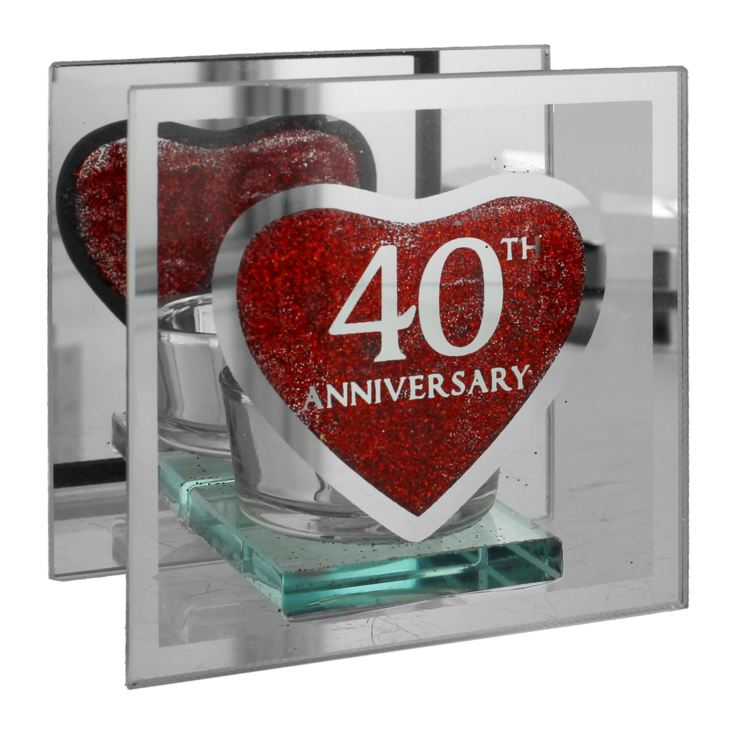 Anniversary Single Glass Tea Light Holder '40th' Ann product image