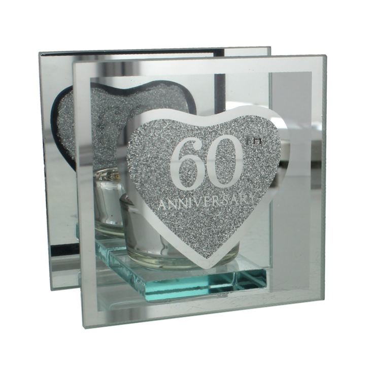 Anniversary Single Glass Tea Light Holder '60th' Ann product image