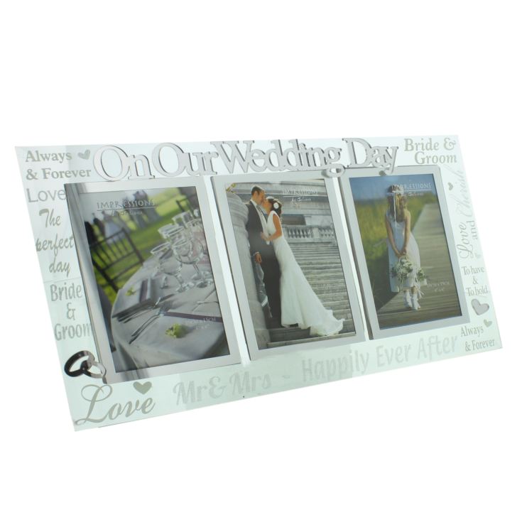 Mirror 3D Words Wedding Triple Photo Frame product image