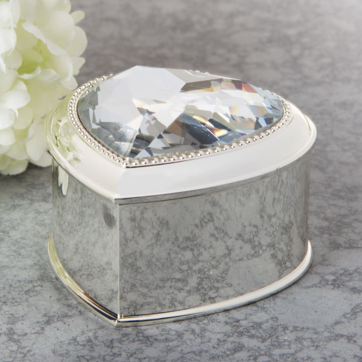 Silverplated Heart Trinket Box with Crystal Lid product image