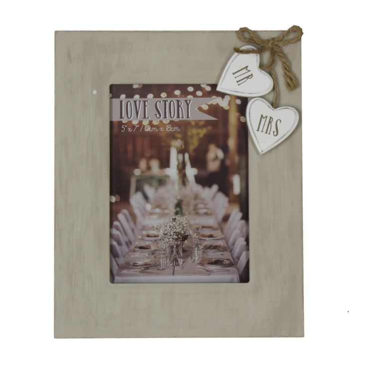 Love Story Wooden Frame With Hearts "Mr & Mrs" 5x7" product image