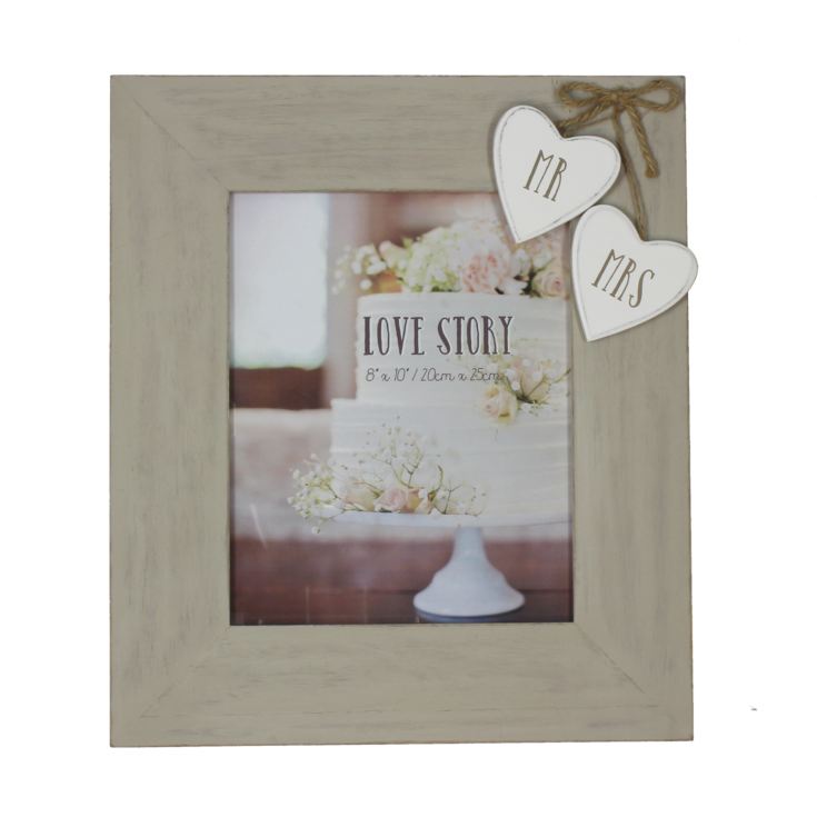 Love Story Wooden Frame With Hearts "Mr & Mrs" 8x10" product image