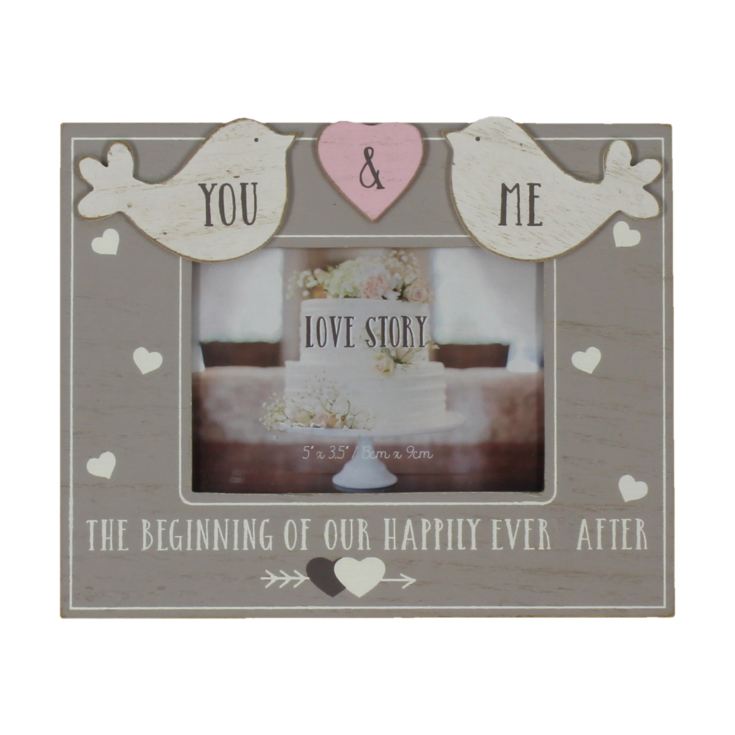 5" x 3.5" - Love Story Wooden Birds Photo Frame - You & Me product image