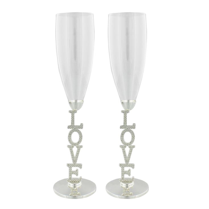 Silverplated Pair of Champagne Glasses with 'Love' Stems product image