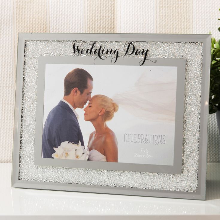 7" x 5" - Celebrations Crystal Border Frame - Wedding Day product image