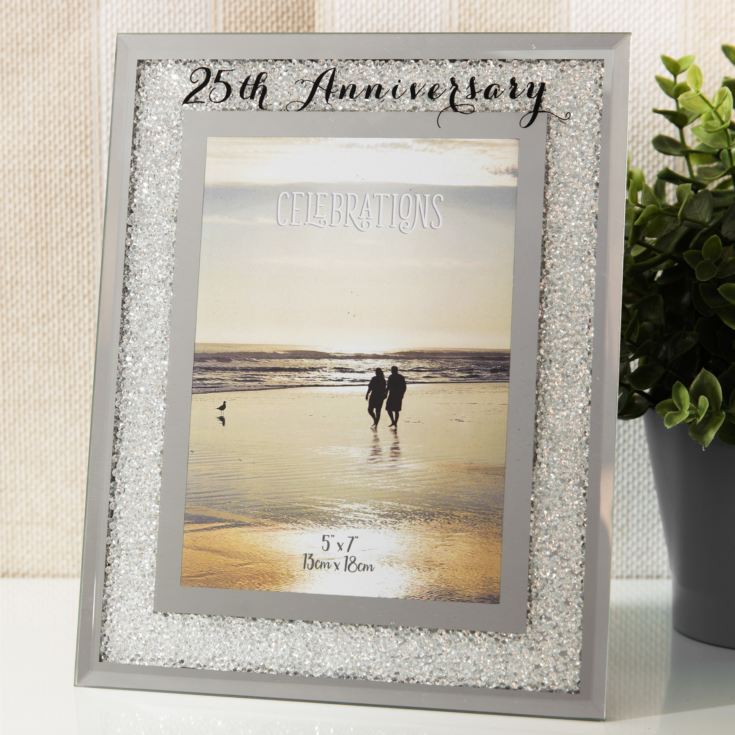 Celebrations Crystal Border Frame 5" x 7" - 25th Anniversary product image