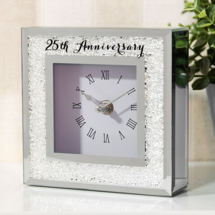 Celebrations Crystal Border Mantel Clock - 25th Anniversary product image