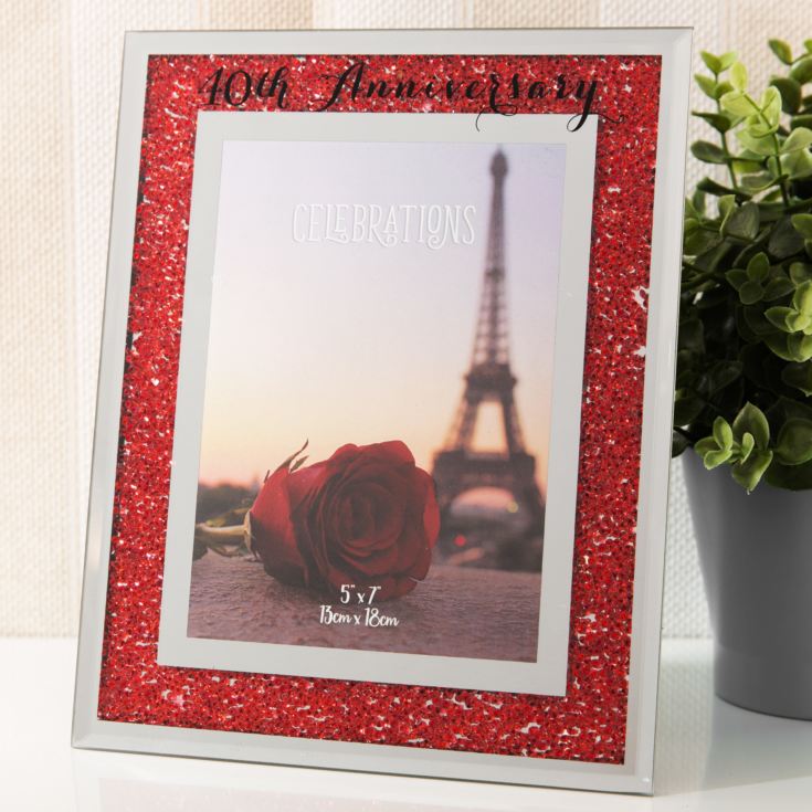 Celebrations Crystal Border Frame 5" x 7" - 40th Anniversary product image