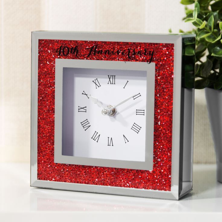 Celebrations Crystal Border Mantel Clock - 40th Anniversary product image