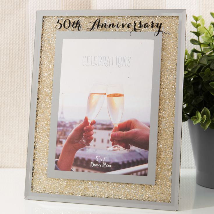 Celebrations Crystal Border Frame 5" x 7" - 50th Anniversary product image