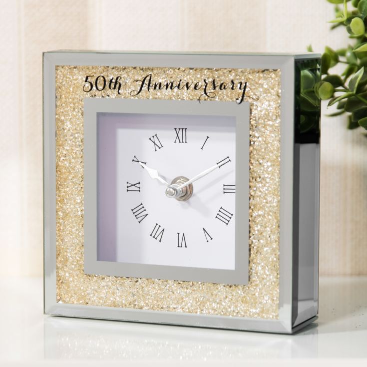 Celebrations Crystal Border Mantel Clock - 50th Anniversary product image