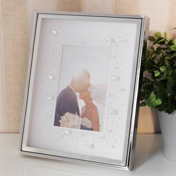 4" x 6" - Celebrations Silverplated Box Frame with Crystals product image