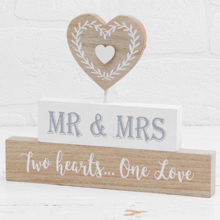 Love Story Mr & Mrs 2 Hearts Freestanding Plaque product image