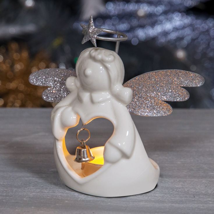 White Ceramic Angel Tealight Holder - 11.5cm product image