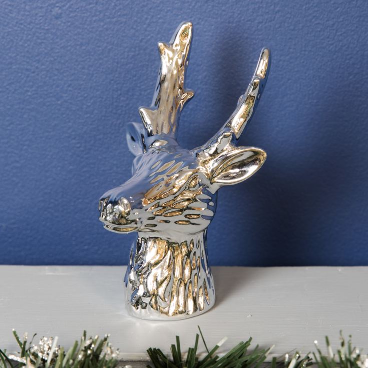 Silver Ceramic Reindeer Head 13cm product image
