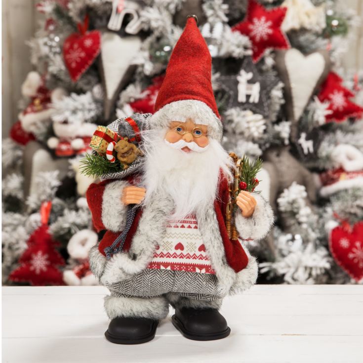 Animated Walking Musical Santa Red & Grey Coat 25cm product image