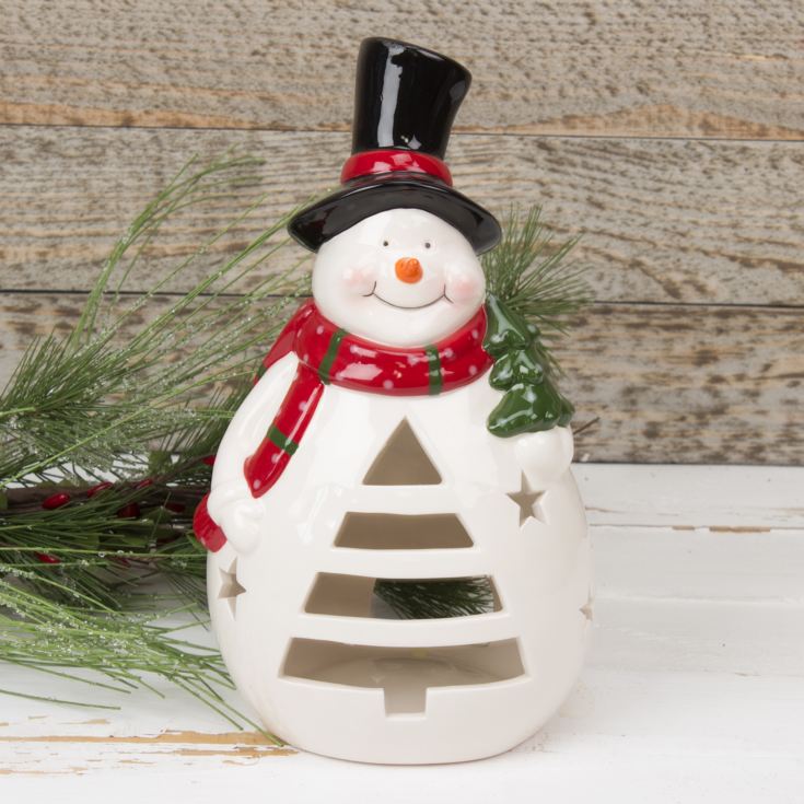 Snowman Ceramic Tealight Holder