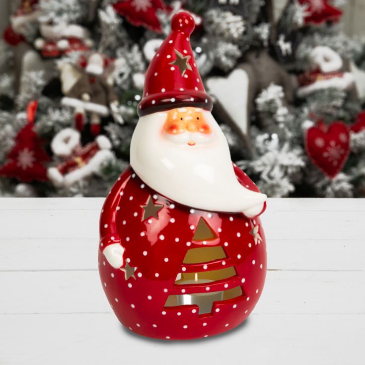 Red Ceramic Santa Tealight Holder product image