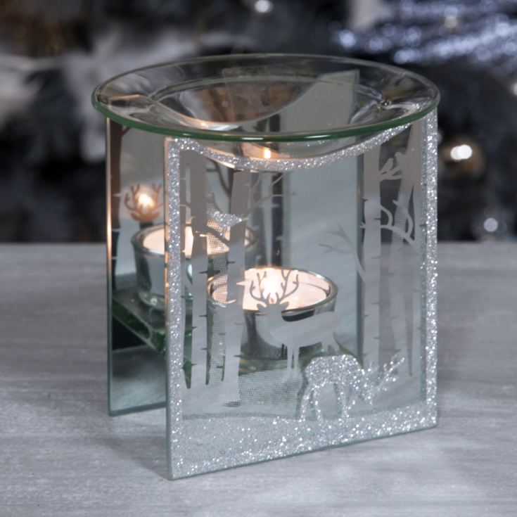 Details about   Silver Glitter Glass Mirrored Oil Burner Festive Christmas Snowflake Design 