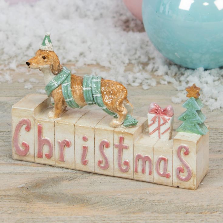 Resin Dog Mantel Block - Christmas product image