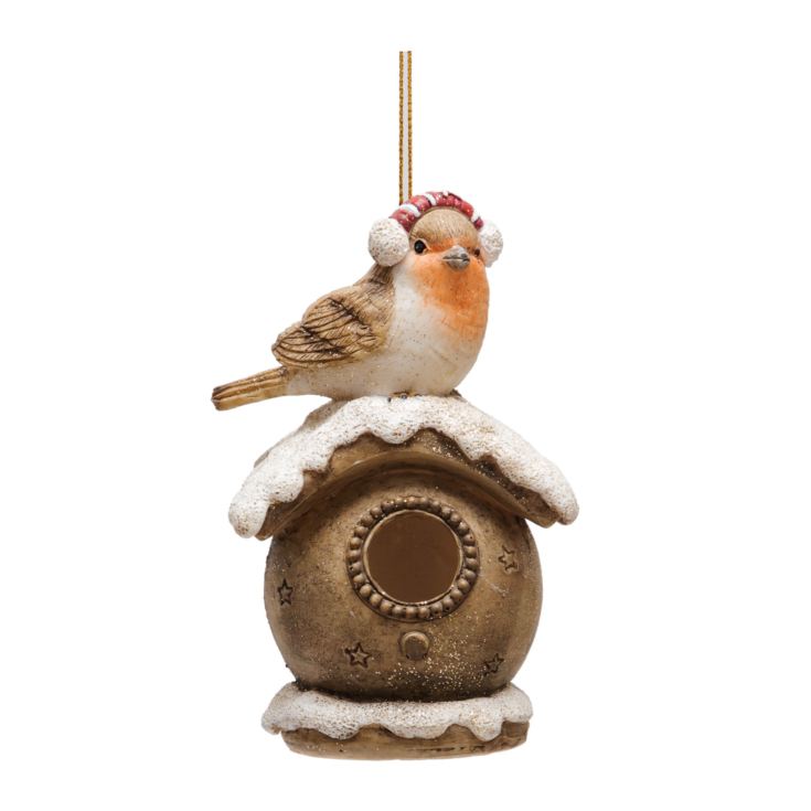 Robins on a Bird House Hanging Figurine product image