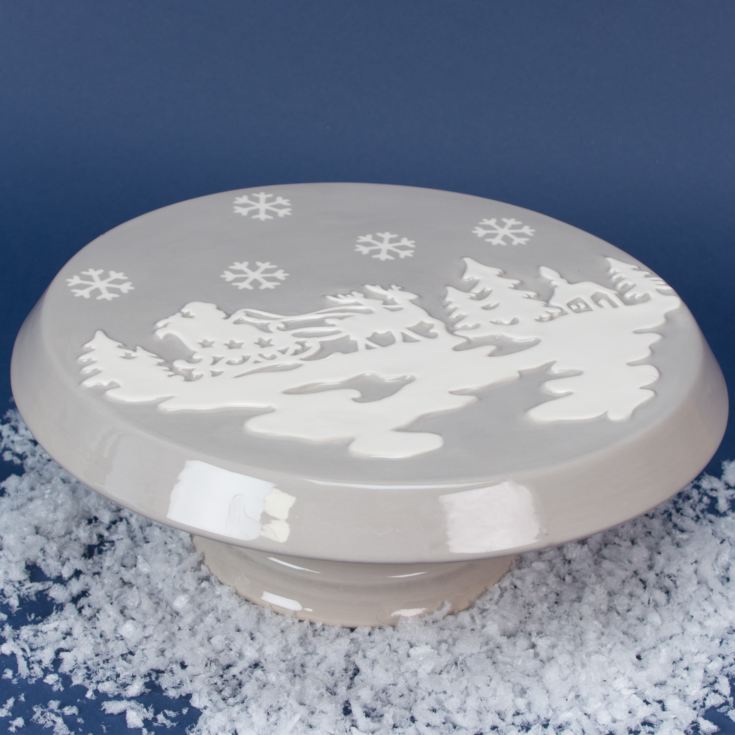 Grey & White Dolomite Christmas Cake Stand 29cm product image